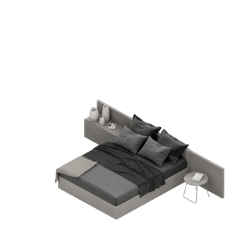 Isometric Bedroom 3D render png