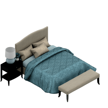 Isometric Bedroom 3D render png