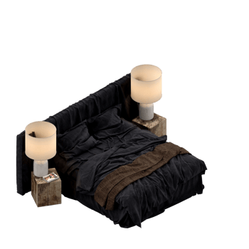 Isometric Bedroom 3D render png