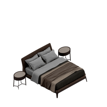 Isometric Bedroom 3D render png