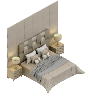Isometric Bedroom 3D render png