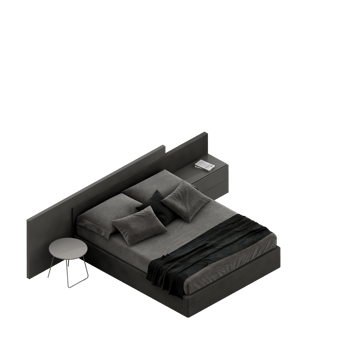 Isometric Bedroom 3D render png