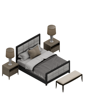 Isometric Bedroom 3D render png