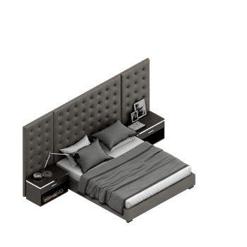Isometric Bedroom 3D render png