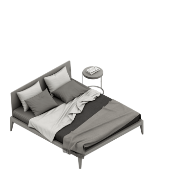 Isometric Bedroom 3D render png