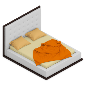 Isometric Bedroom 3D render png