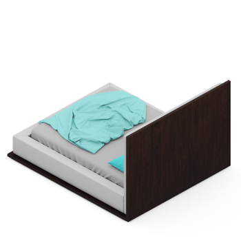 Isometric Bedroom 3D render png