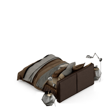 Isometric Bedroom 3D render png