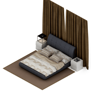 Isometric Bedroom 3D render png
