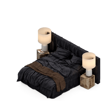 Isometric Bedroom 3D render png