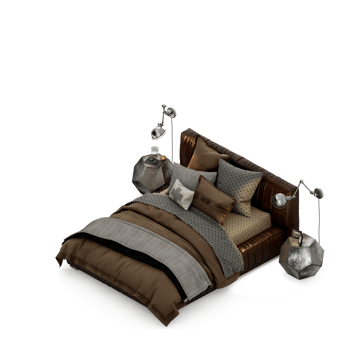 Isometric Bedroom 3D render png