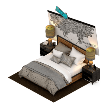 Isometric Bedroom 3D render png