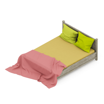 Isometric Bedroom 3D render png