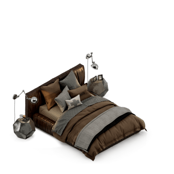 Isometric Bedroom 3D render png