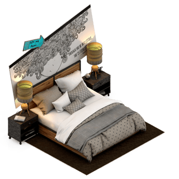 Isometric Bedroom 3D render png