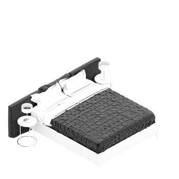 Isometric Bedroom 3D render png