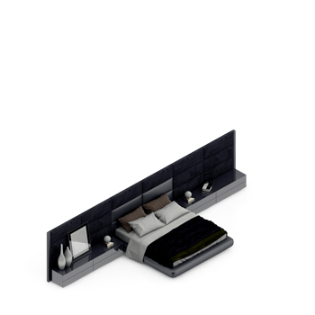 Isometric Bedroom 3D render png
