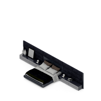 Isometric Bedroom 3D render png