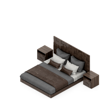 Isometric Bedroom 3D render png