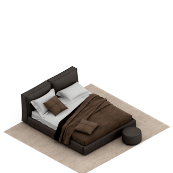 Isometric Bedroom 3D render png