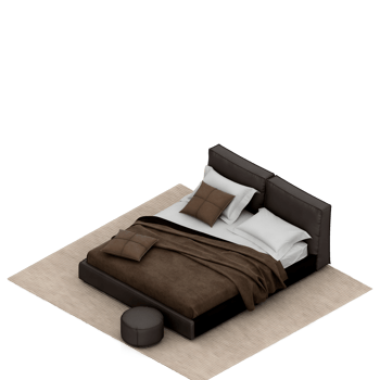 Isometric Bedroom 3D render png