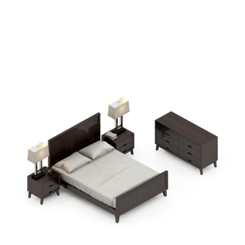 Isometric Bedroom 3D render png