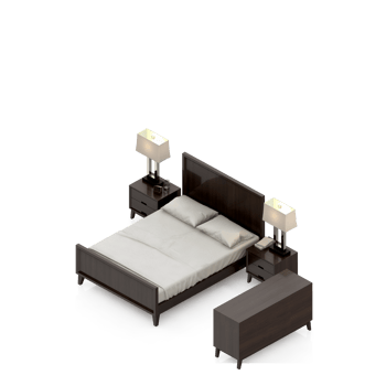 Isometric Bedroom 3D render png