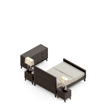 Isometric Bedroom 3D render png