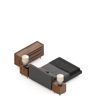 Isometric Bedroom 3D render png