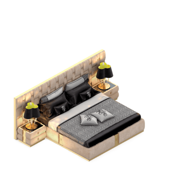 Isometric Bedroom 3D render png