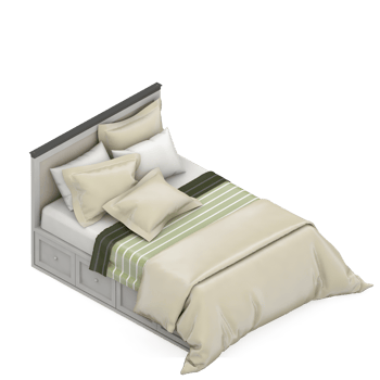 Isometric Bedroom 3D render png