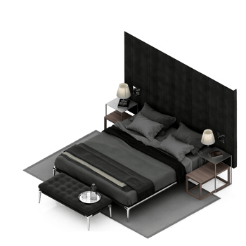 Isometric Bedroom 3D render png