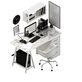 Isometric Table Set 3D render png