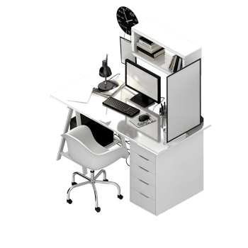 Isometric Table Set 3D render png