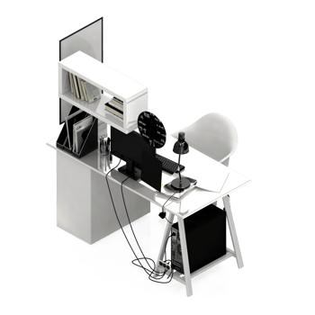 Isometric Table Set 3D render png