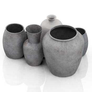 Isometric Vases 3D render png