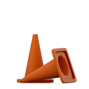 Isometric warning cone 3D render png