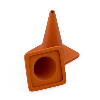 Isometric warning cone 3D render png