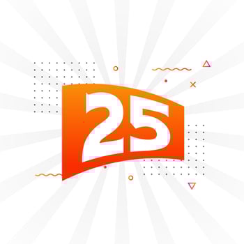 25 number vector font alphabet. Number 25 with decorative element stock vector