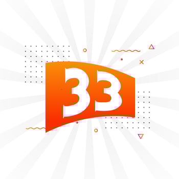 33 number vector font alphabet. Number 33 with decorative element stock vector