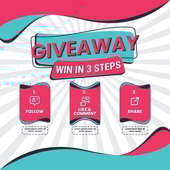 Giveaway quize contest for social media feed. template giveaway prize win competition follow the steps below vector