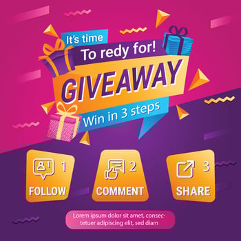 Giveaway quize contest for social media feed. template giveaway prize win competition follow the steps below vector