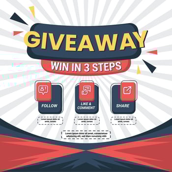 Giveaway quize contest for social media feed. template giveaway prize win competition follow the steps below vector