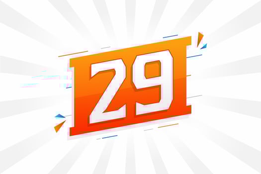 29 number vector font alphabet. Number 29 with decorative element stock vector