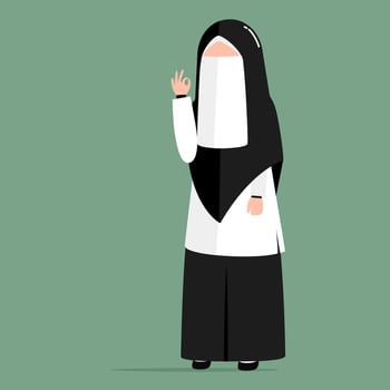 Hand drawn illustration of Muslim teacher vector