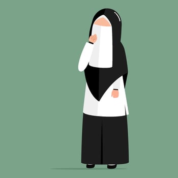 Hand drawn illustration of Muslim teacher vector
