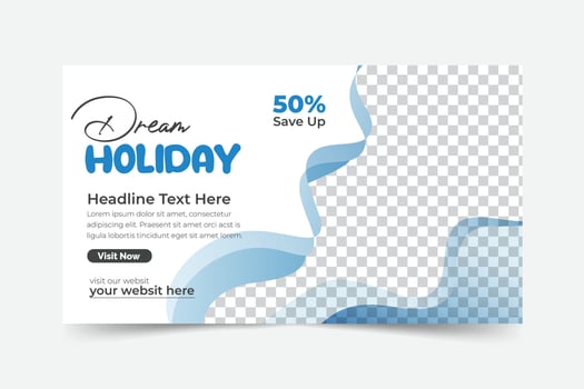 Traveling banner template with holiday horizontal banner vector