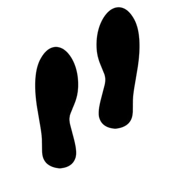Black shoe sole logo icon on black background. Great for travel and climber logos. Vector illustration