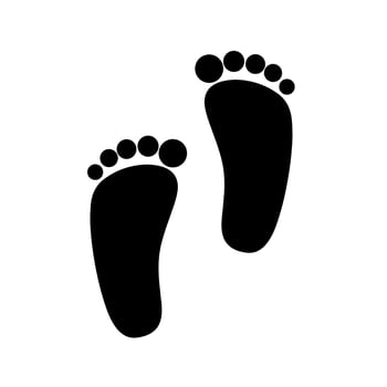 Silhouette of human footprints on a white background. Great for travel logos and posters. vector