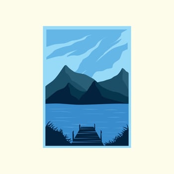 mountain forest modern poster art illustration design, wildlife landscape poster illustration vector